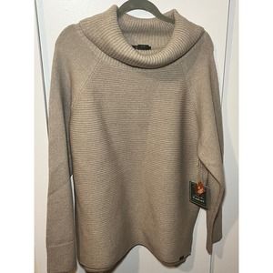 ARIAT WOMENS WOOL SWEATER XL OATMEAL COWL NECK